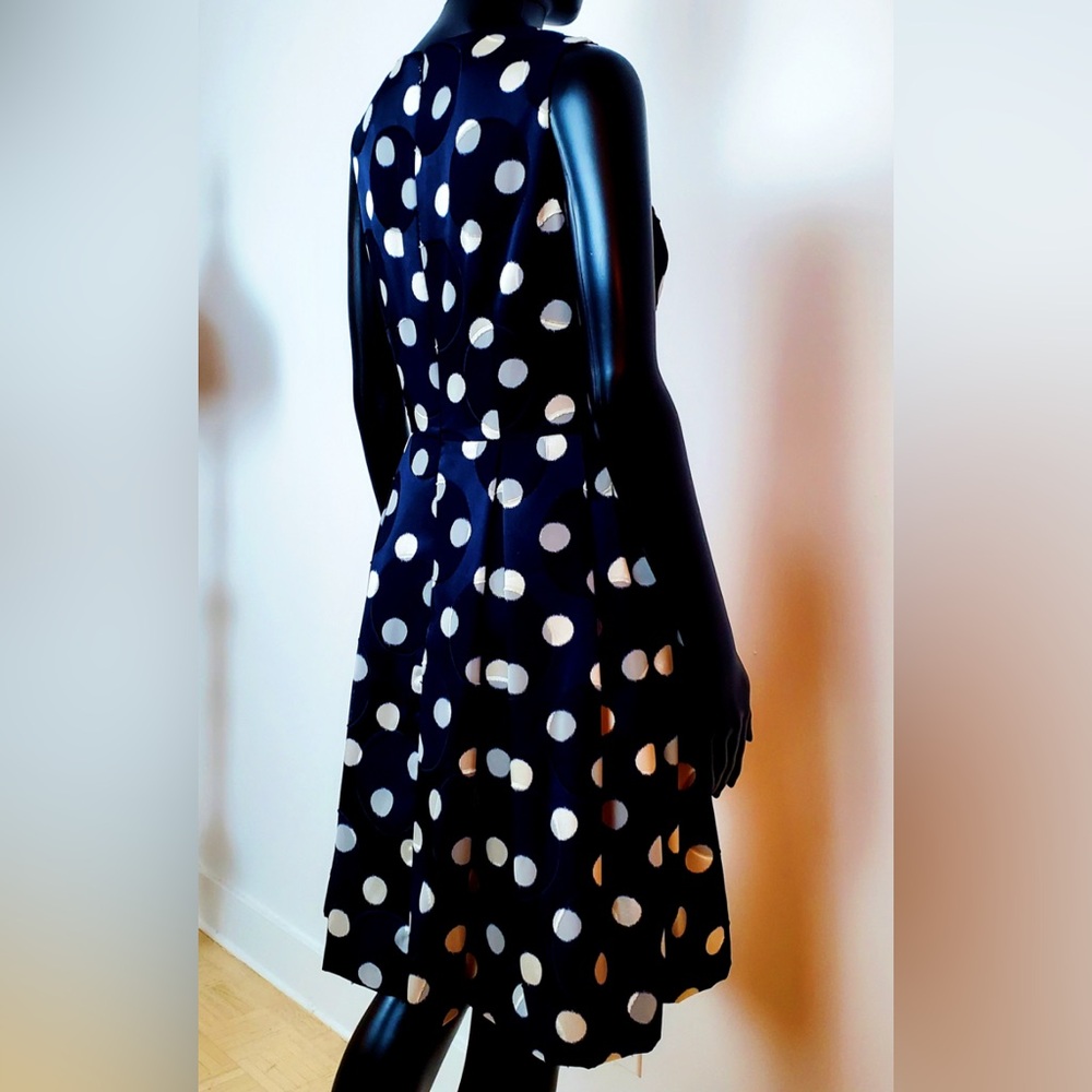 Vince Camuto Navy Blue and White Polka Dot Sleeveless Dress US 2 New - Picture 6 of 12
